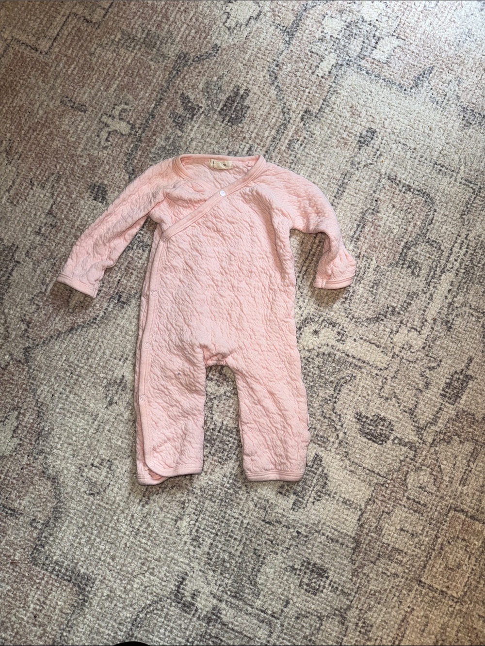 Baby Quilted Pink Snap-Front One-Piece Bodysuit